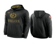 Wholesale Cheap Men's Pittsburgh Steelers Black 2020 Salute to Service Sideline Performance Pullover Hoodie