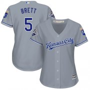 Wholesale Cheap Royals #5 George Brett Grey Road Women's Stitched MLB Jersey