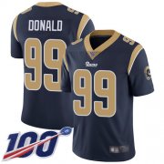 Wholesale Cheap Nike Rams #99 Aaron Donald Navy Blue Team Color Men's Stitched NFL 100th Season Vapor Limited Jersey