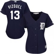Wholesale Cheap Tigers #13 Omar Vizquel Navy Blue Alternate Women's Stitched MLB Jersey