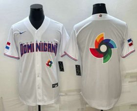 Wholesale Cheap Men\'s Dominican Republic Baseball 2023 White World Baseball Big Logo With Patch Classic Stitched Jersey