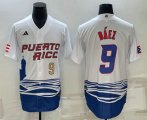 Wholesale Cheap Men's Puerto Rico Baseball #9 Javier Baez Number White 2023 World Baseball Classic Stitched Jerseys