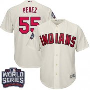 Wholesale Cheap Indians #55 Roberto Perez Cream Alternate 2016 World Series Bound Stitched Youth MLB Jersey