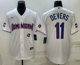 Wholesale Cheap Men\'s Dominican Republic Baseball #11 Rafael Devers 2023 White World Baseball Classic Stitched Jersey