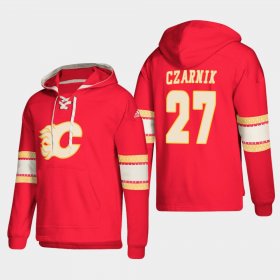 Wholesale Cheap Calgary Flames #27 Austin Czarnik Red adidas Lace-Up Pullover Hoodie