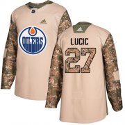Wholesale Cheap Adidas Oilers #27 Milan Lucic Camo Authentic 2017 Veterans Day Stitched Youth NHL Jersey