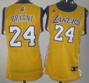 Wholesale Cheap Los Angeles Lakers #24 Kobe Bryant Yellow Womens Jersey