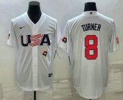 Wholesale Cheap Men's USA Baseball #8 Trea Turner 2023 White World Baseball Classic Stitched Jerseys