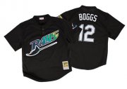 Wholesale Cheap Mitchell And Ness 1998 Rays #12 Wade Boggs Black Throwback Stitched MLB Jersey