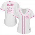 Wholesale Cheap Indians #24 Andrew Miller White/Pink Fashion Women's Stitched MLB Jersey