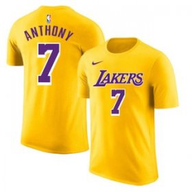 Wholesale Cheap Men\'s Yellow Los Angeles Lakers #7 Carmelo Anthony Basketball T-Shirt
