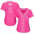 Wholesale Cheap Brewers #6 Lorenzo Cain Pink Fashion Women's Stitched MLB Jersey