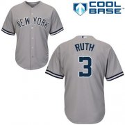 Wholesale Cheap Yankees #3 Babe Ruth Grey Cool Base Stitched Youth MLB Jersey