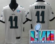 Wholesale Cheap Youth Philadelphia Eagles #11 AJ Brown Limited White Super Bowl LVII Vapor Jersey