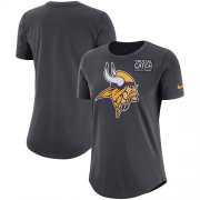 Wholesale Cheap NFL Women's Minnesota Vikings Nike Anthracite Crucial Catch Tri-Blend Performance T-Shirt
