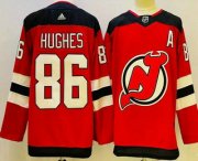 Wholesale Cheap Men's New Jersey Devils #86 Jack Hughes Red Authentic Jersey