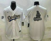 Wholesale Cheap Men's Los Angeles Dodgers White Team Big Logo Cool Base Stitched Baseball Jersey