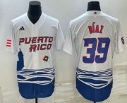 Wholesale Cheap Men's Puerto Rico Baseball #39 Edwin Diaz 2023 White World Baseball Classic Stitched Jerseys