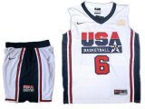 Wholesale Cheap USA Basketball Retro 1992 Olympic Dream Team 6 LeBron James White Basketball Suit