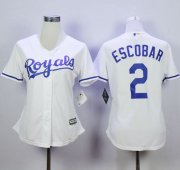 Wholesale Cheap Royals #2 Alcides Escobar White Home Women's Stitched MLB Jersey