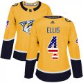 Wholesale Cheap Adidas Predators #4 Ryan Ellis Yellow Home Authentic USA Flag Women's Stitched NHL Jersey