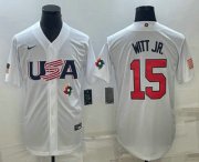 Wholesale Cheap Men's USA Baseball #15 Bobby Witt Jr Number 2023 White World Baseball Classic Replica Stitched Jersey1