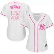 Wholesale Cheap Yankees #55 Domingo German White/Pink Fashion Women's Stitched MLB Jersey
