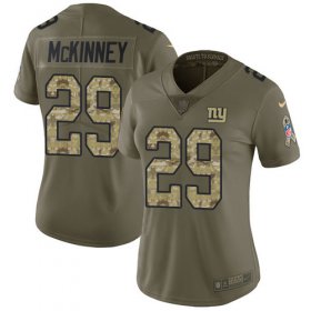 Wholesale Cheap Nike Giants #29 Xavier McKinney Olive/Camo Women\'s Stitched NFL Limited 2017 Salute To Service Jersey