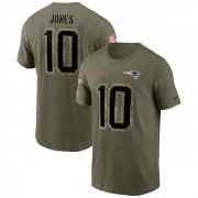 Wholesale Cheap Men's New England Patriots #10 Mac Jones 2022 Olive Salute to Service T-Shirt