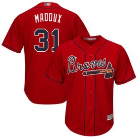 Wholesale Men\'s Atlanta Braves #31 Greg Maddux Red Cool Base Stitched Baseball Jersey