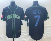 Wholesale Cheap Men's Mexico Baseball #7 Julio Urias 2023 Black Blue World Classic Stitched Jersey