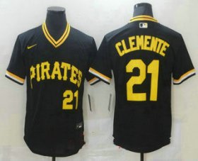 Wholesale Cheap Men\'s Pittsburgh Pirates #21 Roberto Clemente Black Mesh Batting Practice Throwback Nike Jersey