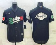 Wholesale Cheap Men's Los Angeles Dodgers Big Logo Mexico Black Cool Base Stitched Baseball Jersey9