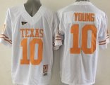 Wholesale Cheap Men's Texas Longhorns #10 Vince Young Burnt White Throwback NCAA Football Jersey