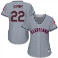 Wholesale Cheap Indians #22 Jason Kipnis Grey Women's Road Stitched MLB Jersey