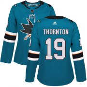 Wholesale Cheap Adidas Sharks #19 Joe Thornton Teal Home Authentic Women's Stitched NHL Jersey