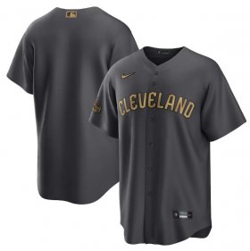 Wholesale Cheap Men\'s Cleveland Guardians Blank Charcoal 2022 All-Star Cool Base Stitched Baseball Jersey