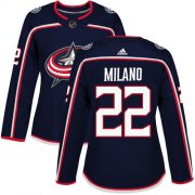 Wholesale Cheap Adidas Blue Jackets #22 Sonny Milano Navy Blue Home Authentic Women's Stitched NHL Jersey