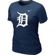 Wholesale Cheap Women's Detroit Tigers Heathered Nike Dark Blue Blended T-Shirt