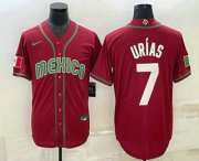 Wholesale Cheap Men's Mexico Baseball #7 Julio Urias 2023 Red Blue World Baseball Classic Stitched Jersey1
