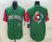 Wholesale Cheap Men's Mexico Baseball 2023 Green World Big Logo With Patch Classic Stitched Jerseys
