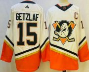 Wholesale Cheap Men's Anaheim Ducks #15 Ryan Getzlaf White 2022 Reverse Retro Authentic Jersey
