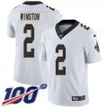 Wholesale Cheap Nike Saints #2 Jameis Winston White Youth Stitched NFL 100th Season Vapor Untouchable Limited Jersey