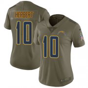 Wholesale Cheap Nike Chargers #10 Justin Herbert Olive Women's Stitched NFL Limited 2017 Salute To Service Jersey