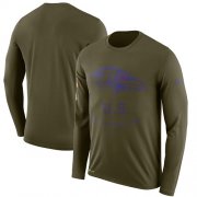 Wholesale Cheap Men's Baltimore Ravens Nike Olive Salute to Service Sideline Legend Performance Long Sleeve T-Shirt