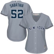 Wholesale Cheap Yankees #52 C.C. Sabathia Grey Road Women's Stitched MLB Jersey
