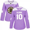 Wholesale Cheap Adidas Bruins #10 Anders Bjork Purple Authentic Fights Cancer Women's Stitched NHL Jersey