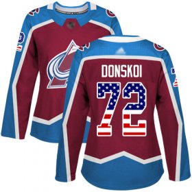 Wholesale Cheap Adidas Avalanche #72 Joonas Donskoi Burgundy Home Authentic USA Flag Women\'s Stitched NHL Jersey