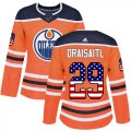 Wholesale Cheap Adidas Oilers #29 Leon Draisaitl Orange Home Authentic USA Flag Women's Stitched NHL Jersey