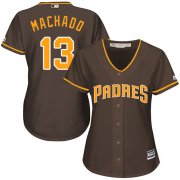Wholesale Cheap Padres #13 Manny Machado Brown Alternate Women's Stitched MLB Jersey